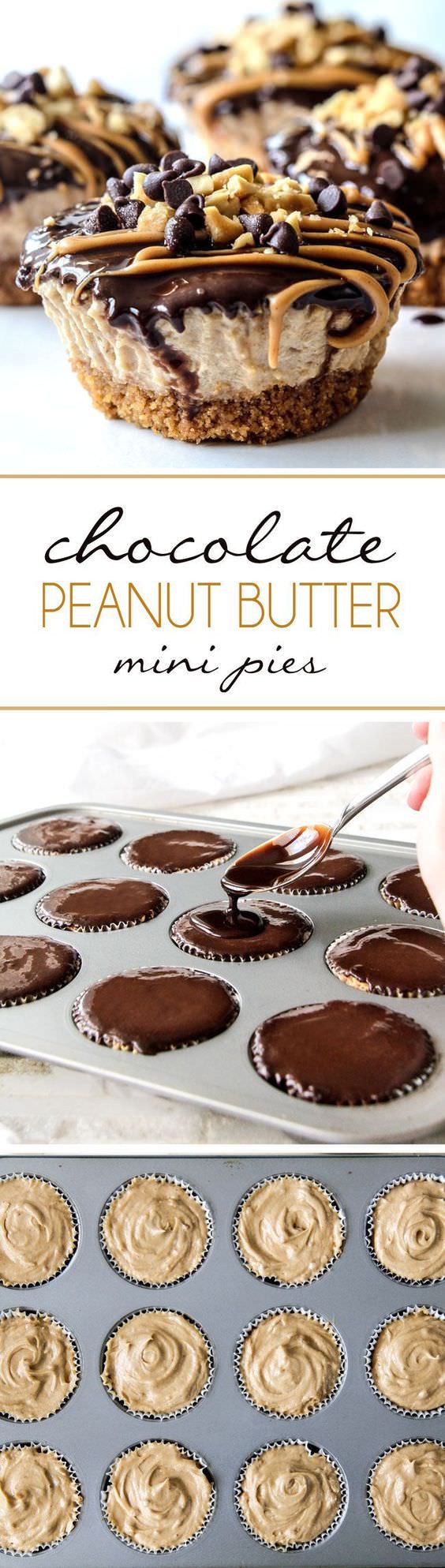 Almost No Bake Mini Chocolate Peanut Butter Pies ⋆ Food Curation