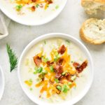 Delicious,Potato,Creamy,Soup,With,Bacon,And,Cheddar,Cheese,In